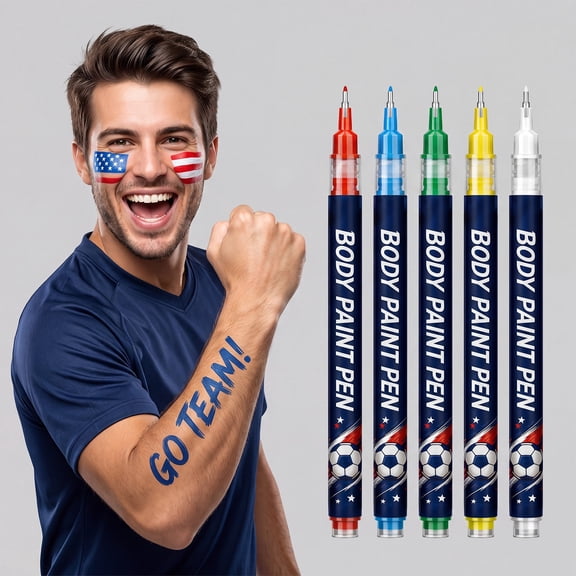 Body Paint Pens 12 Colors Water-Based Quick-Dry Skin-Friendly Temporary Tattoo Markers for Sports Events Parties Cosplay,1PC,Blue