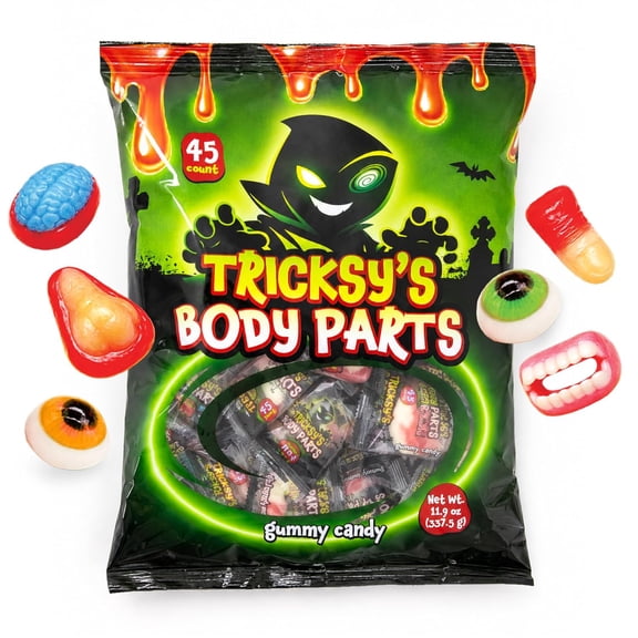 Body Parts Gummy Candy Individually Wrapped, 45 Count