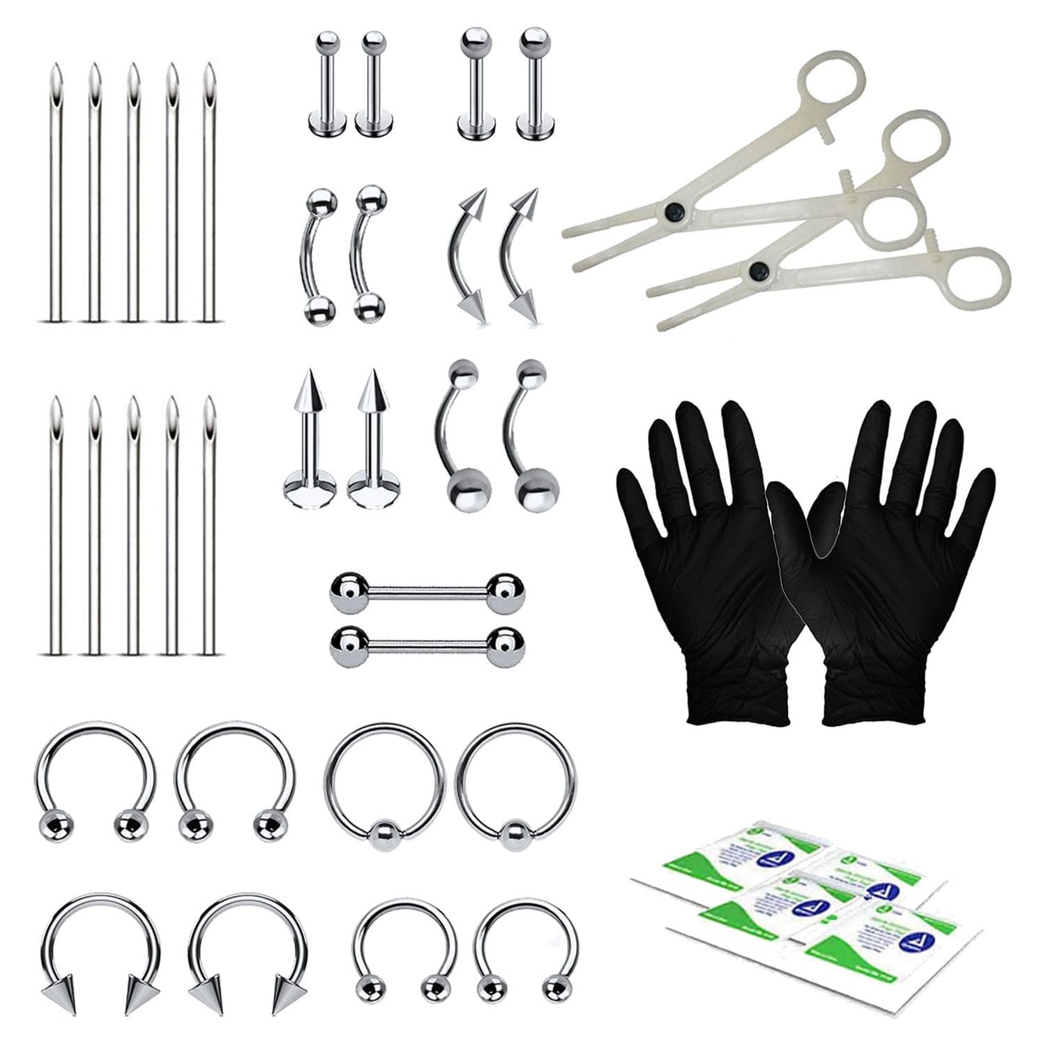 Body Piercing Kit 6pcs Body Piercing Kit, Professional Ear Nose Deco Tools  Pliers Needles Set With Stud Ring Piercing Tool Set For Belly Tongue Nipple