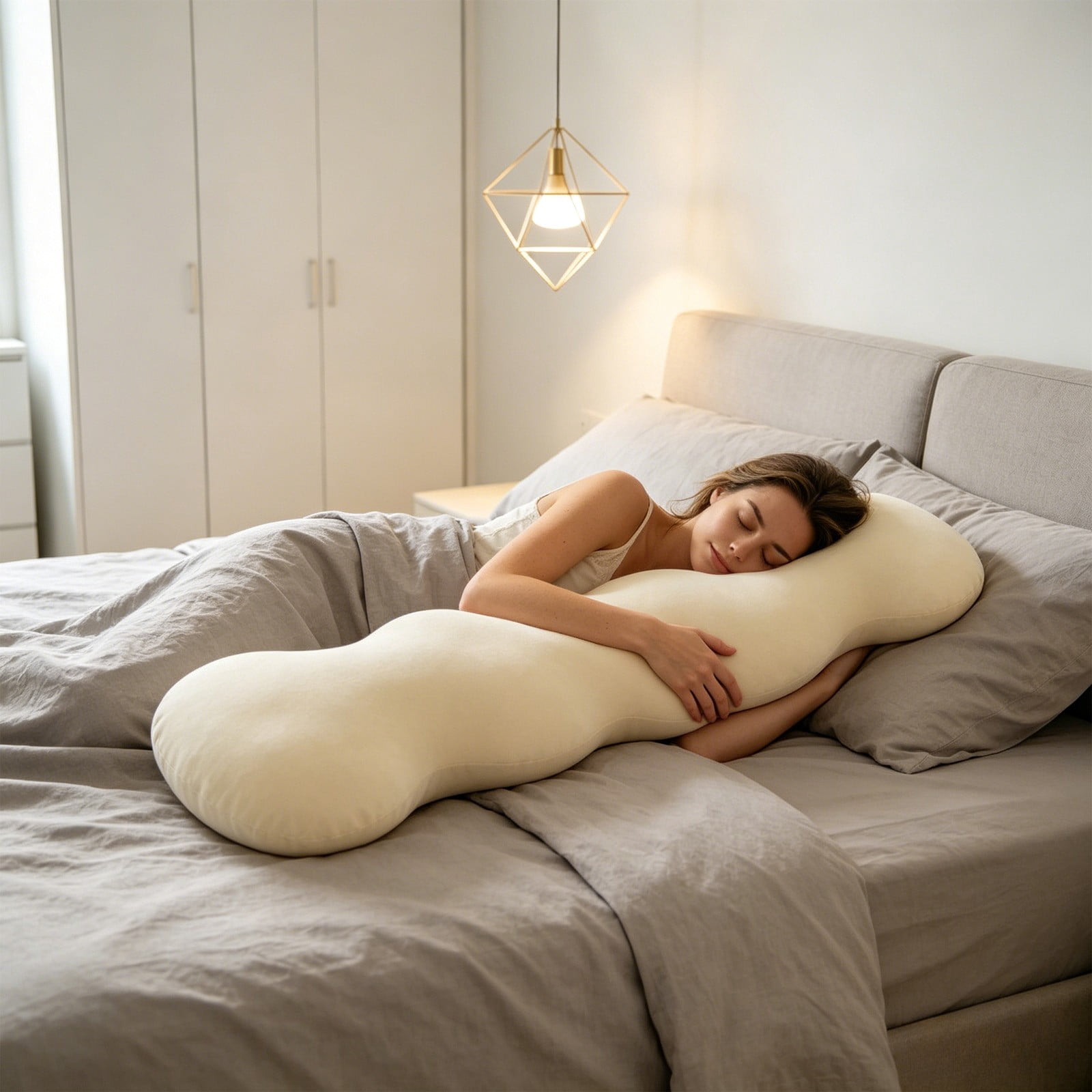 Body Pillow, 39.4in Summer Cooling Ice Silk Long Bolster Pillow, Soft Ergonomic Side Sleeper Cushion, Support Pillow for Adult Bed & Sleeping Use
