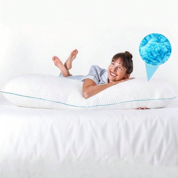 Body Pillow for AdultsShredded Memory Foam Pillows for Side Sleeping Pregnant Women Luxury Cool Adjustable Firm Long Pillow for Bed Big Large Full Body Pillow for Sleeping 20x54 Inch White