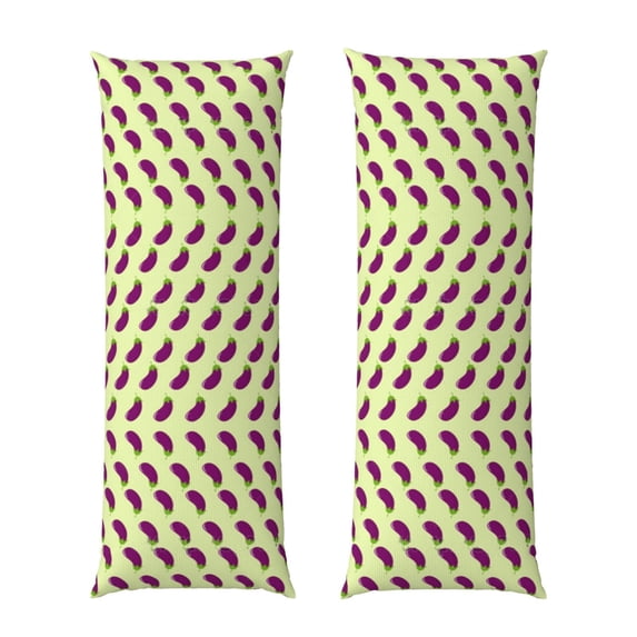 Body Pillow Case Cover With Zipper Purple Eggplant Pattern Decorative Accent Long Pillowcase 21" X 60"