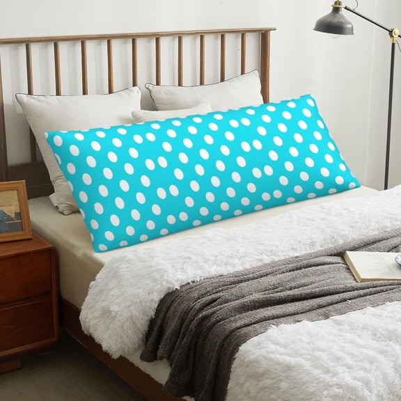 Body Pillow Cover - Aqua And White Polka Dot Soft Body Pillow Cover with Zipper, Comfort Body Pillow Pillowcase, Body Pillow Case Cover 20 x 54