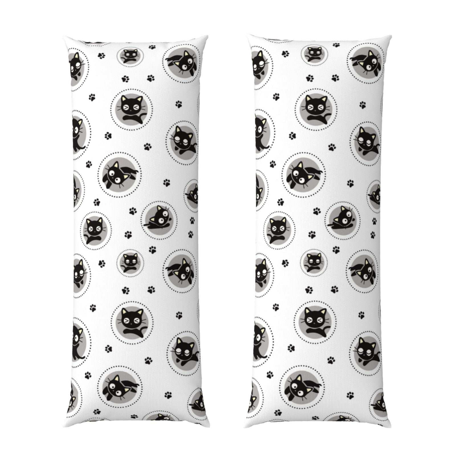 Body Pillow Cover Artistic Black Cartoon Cat Super Soft Body Pillow