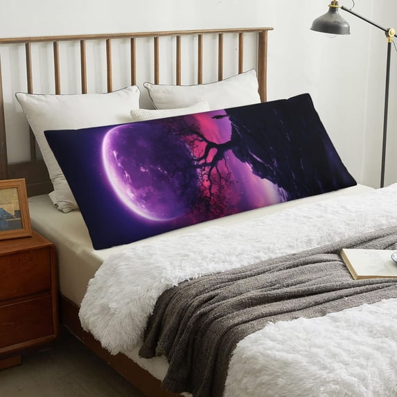 Body Pillow Cover - Artistic Purple Starry Sky Tree Soft Body Pillow Cover with Zipper, Comfort Body Pillow Pillowcase, Body Pillow Case Cover 20 x 54