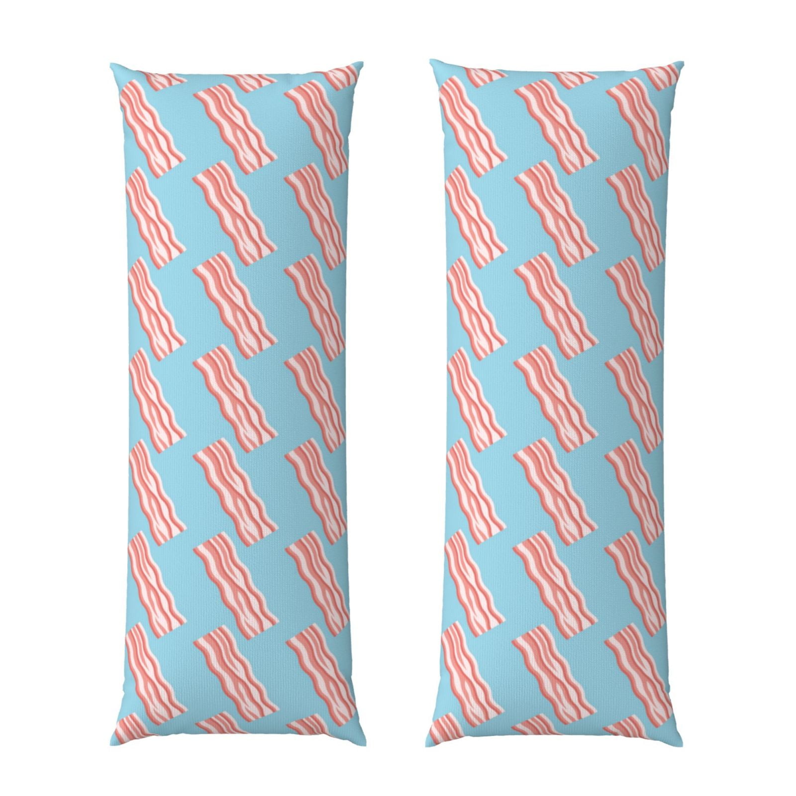 Body Pillow Cover Bacon Print Light Blue Super Soft Body Pillow Cover