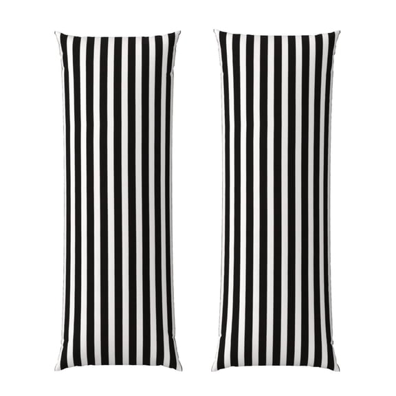 Body Pillow Cover Black And White Stripes Long Case Protector With Zipper Rectangle Soft Large Cases Cover 20 X 54 In