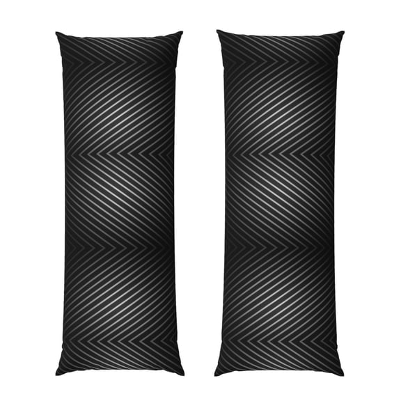 Body Pillow Cover Black Stripe Silver Long Case Protector With Zipper Rectangle Soft Large Cases Cover 20 X 54 In