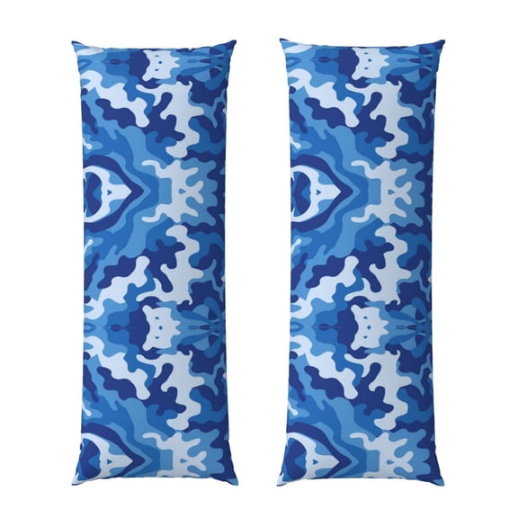 Body Pillow Cover Blue Camouflage Long Case Protector With Zipper Rectangle Soft Large Cases Cover 20 X 54 In