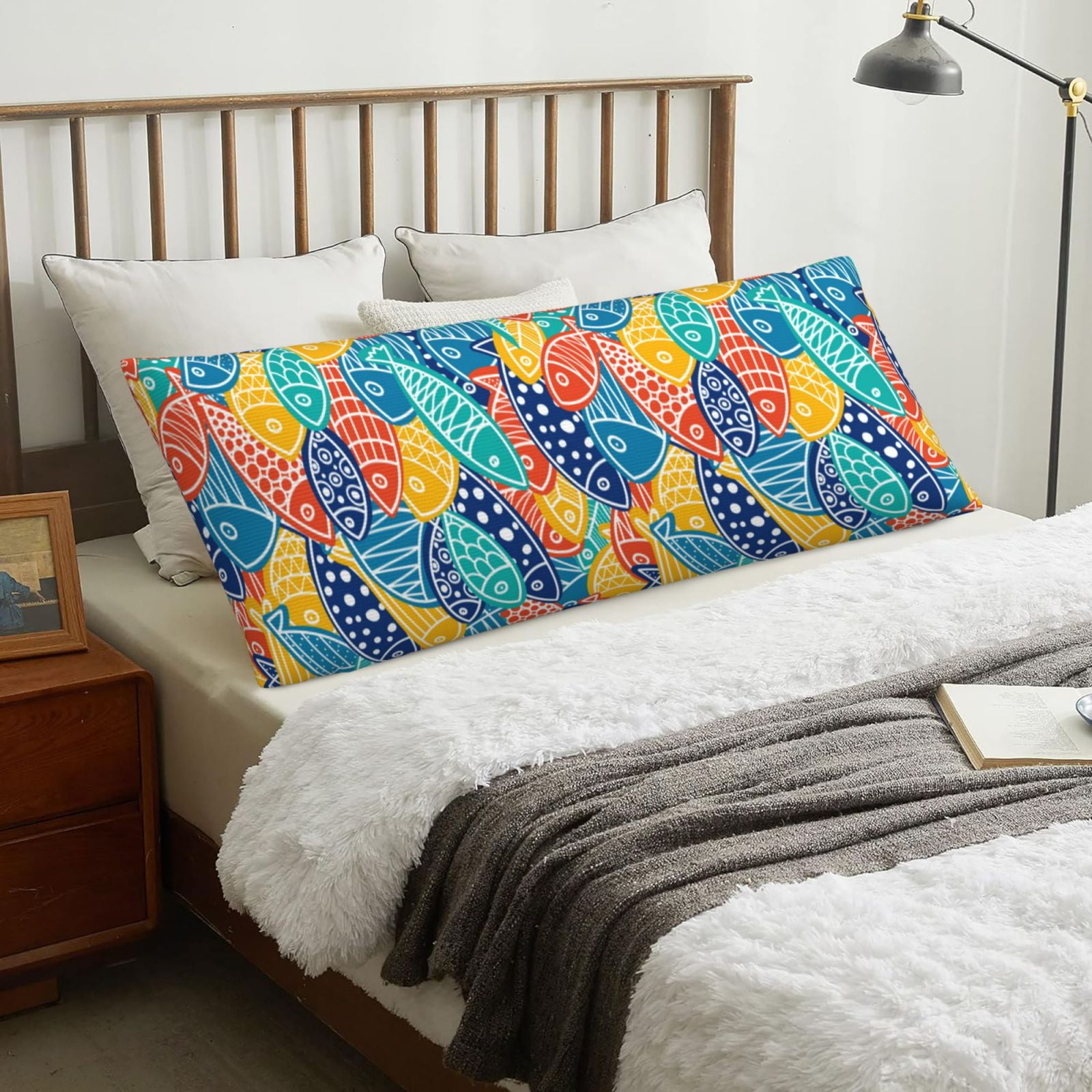 Body Pillow Cover, Colorful Fish 1 Soft and SkinFriendly Body Pillow