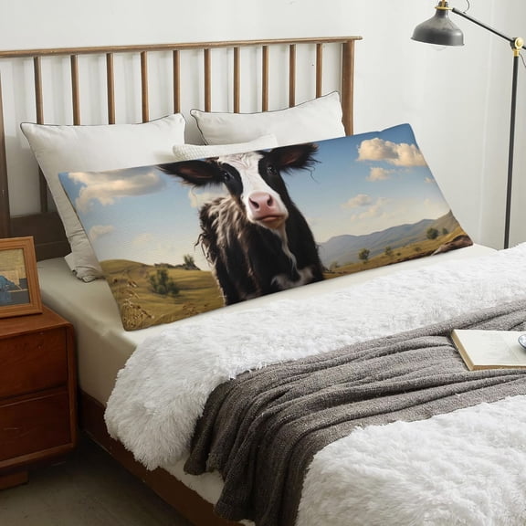 Body Pillow Cover - Cute Prairie Cow Soft Body Pillow Cover with Zipper, Comfort Body Pillow Pillowcase, Body Pillow Case Cover 20 x 54