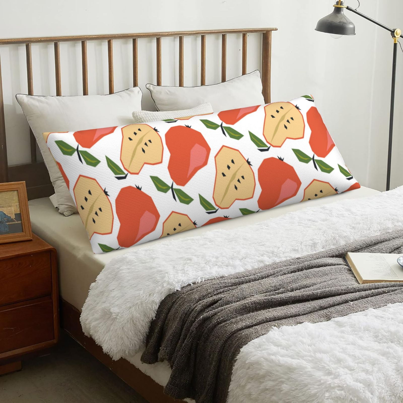 Body Pillow Cover Cute Red Pear Green Leaves Soft Body Pillow