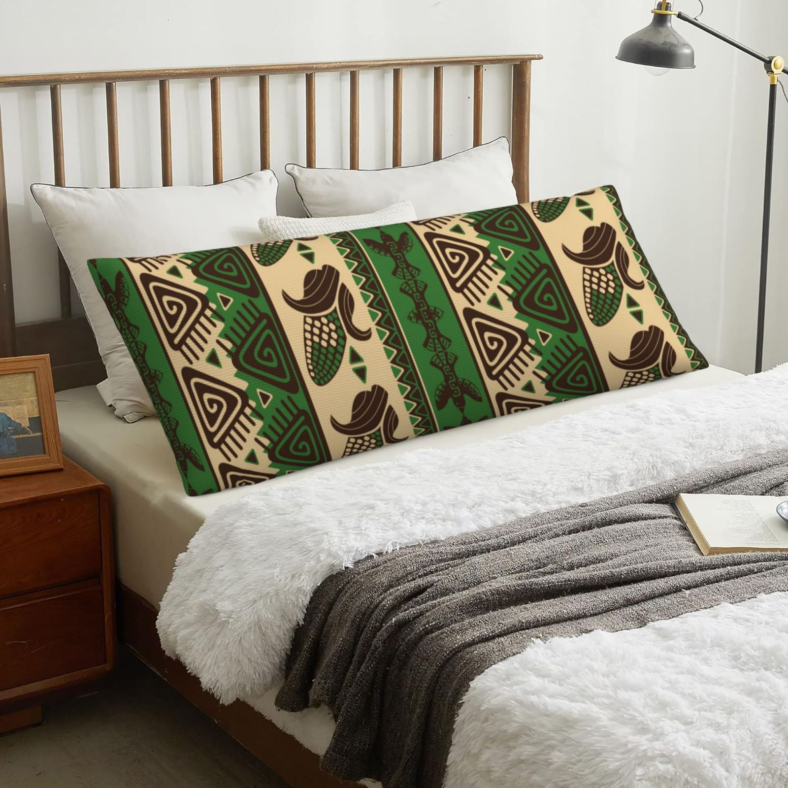 Body Pillow Cover Dark Green Vintage Corn Pattern Super Soft Body