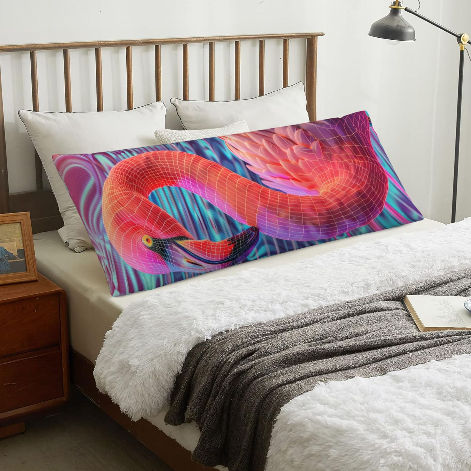 Body Pillow Cover Digital Flamingo Vibrant Art Cooling Printing Body