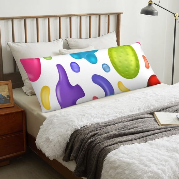 Body Pillow Cover, Gummy Candy Pattern Body Pillow Cases with Zipper Soft Breathable Smooth Skin Friendly Long Pillow Case 20x60 inches, 1Pcs