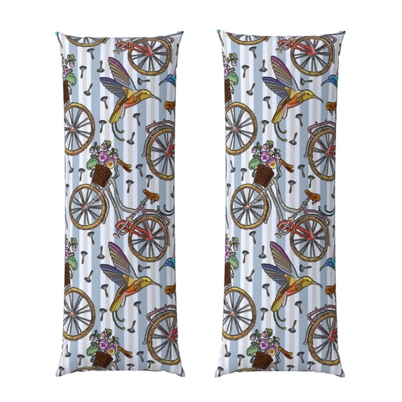 Body Pillow Cover Hummingbird Bicycle Stripes Body Pillow Cases With Zipper Soft Breathable Smooth Skin Friendly Long Pillow Case 20 X 5 Inches 1 Pcs