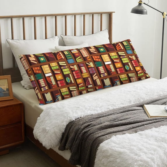 Body Pillow Cover - Library vintage bookshelf print Soft Body Pillow Cover with Zipper, Comfort Body Pillow Pillowcase, Body Pillow Case Cover 20 x 54