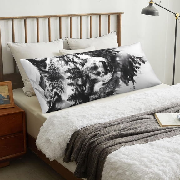 Body Pillow Cover - Majestic Wolf Landscape Soft Body Pillow Cover with Zipper, Comfort Body Pillow Pillowcase, Body Pillow Case Cover 20 x 54