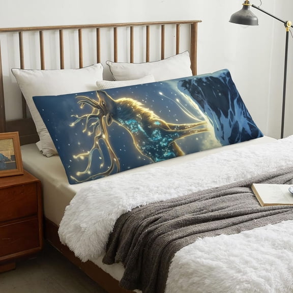 Body Pillow Cover - Moonlit Snow Mountain Deer A Soft Body Pillow Cover with Zipper, Comfort Body Pillow Pillowcase, Body Pillow Case Cover 20 x 54