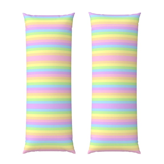 Body Pillow Cover Pastel Rainbow Striped Long Pillow Case With Zipper Decorative Soft Cushion Bedding Pillowcase 20"X54"