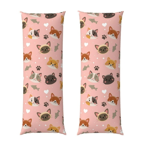Body Pillow Cover, Pink Cute Cartoon Cat Heart Body Pillow Pillowcase With Zipper, Soft And Skin-Friendly Long Pillow Case For Hair And Skin(20"X54" )