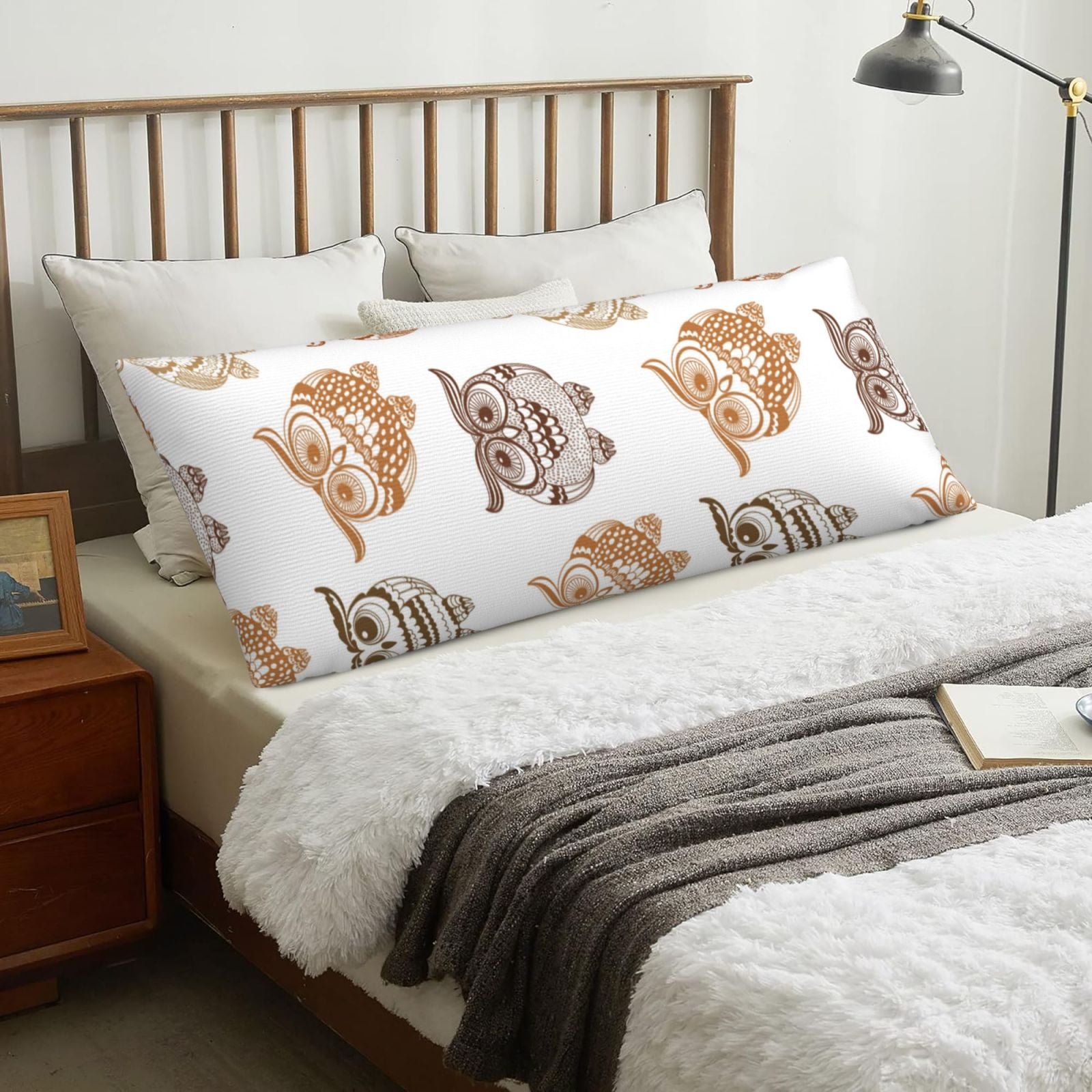 Body Pillow Cover Simple Cute Owls Soft Body Pillow Pillowcase, Cute