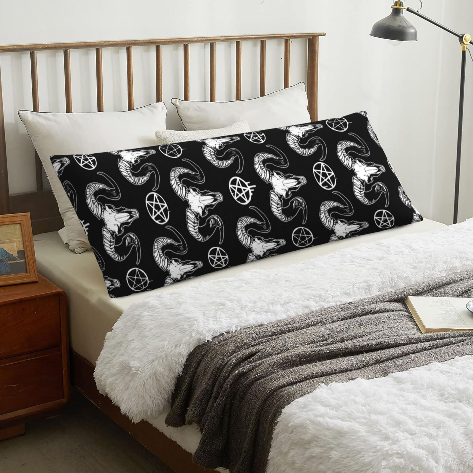 Body Pillow Cover Soft Body Pillow Pillowcase, Gothic Cool Goat Skull