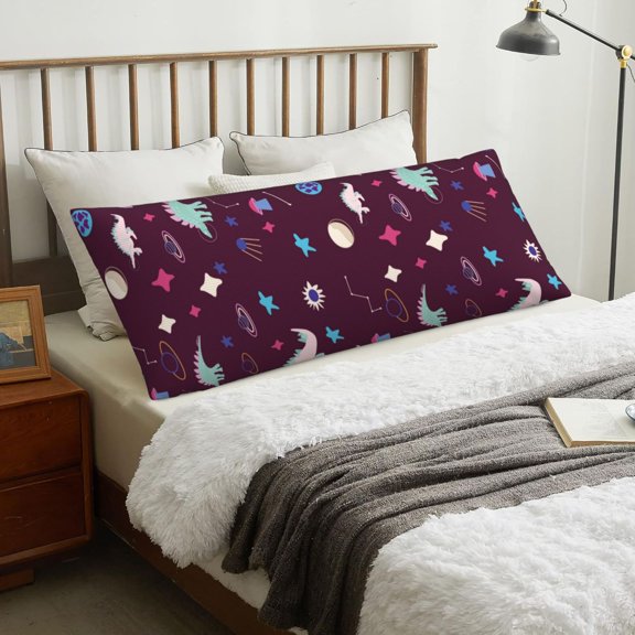 Body Pillow Cover - Space dinosaur C Soft Body Pillow Cover with Zipper, Comfort Body Pillow Pillowcase, Body Pillow Case Cover 20 x 54