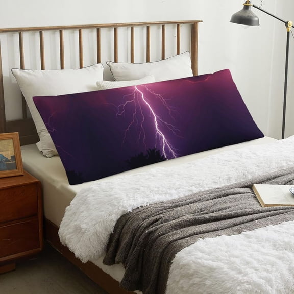 Body Pillow Cover - Thunderstorm Violet Purple Soft Body Pillow Cover with Zipper, Comfort Body Pillow Pillowcase, Body Pillow Case Cover 20 x 54