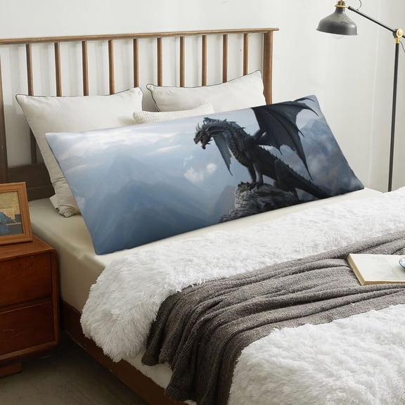 Body Pillow Cover - Valley Gray Dragon Soft Body Pillow Cover with Zipper, Comfort Body Pillow Pillowcase, Body Pillow Case Cover 20 x 54
