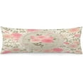 thumbnail image 1 of Body Pillow Cover Vintage Floral Shabby Chic Roses Lace Frame Pink Flowers Bouquets with Green Leaves Long Pillow Case Protector with Zipper Decorative Large Pillowcases for Couch,Bedroom 20"x54", 1 of 6