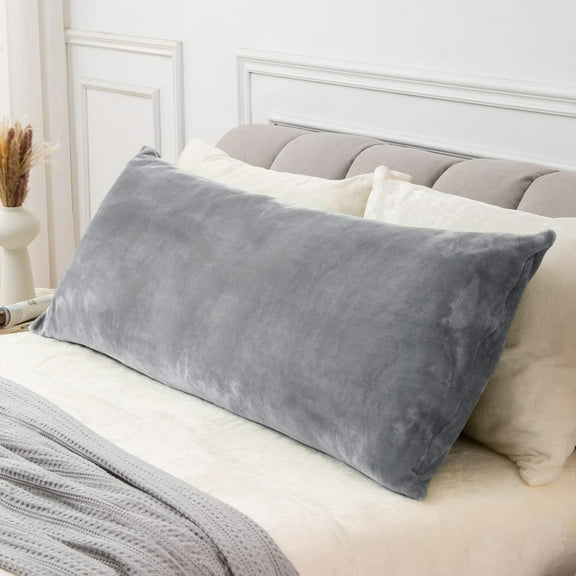 Body Pillow Cover with Zipper Closure, Super Soft and Cozy Fuzzy Fleece Pillowcase 20 x 54 Inches, Luxury Fluffy Plush Long Body Pillow Pillowcase for All Seasons(Gray)