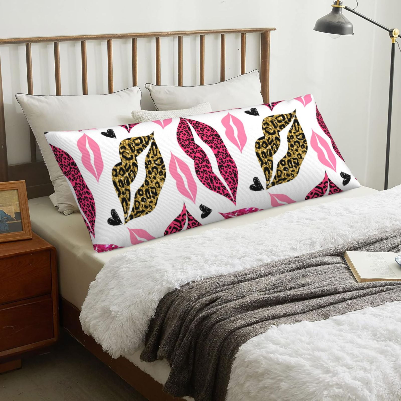 Body Pillow Cover, fashion Glitter Leopard lips Soft and SkinFriendly