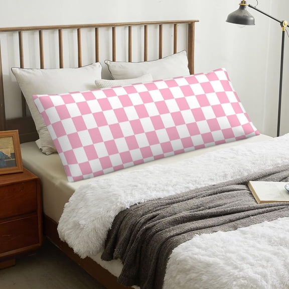 Body Pillow Cover - pink pastel checkered Soft Body Pillow Cover with Zipper, Comfort Body Pillow Pillowcase, Body Pillow Case Cover 20 x 54