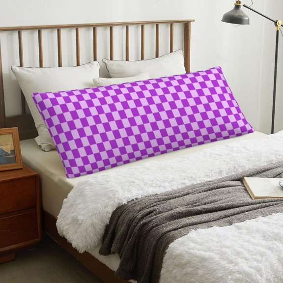 Body Pillow Cover - purple lilac checkered Soft Body Pillow Cover with Zipper, Comfort Body Pillow Pillowcase, Body Pillow Case Cover 20 x 54