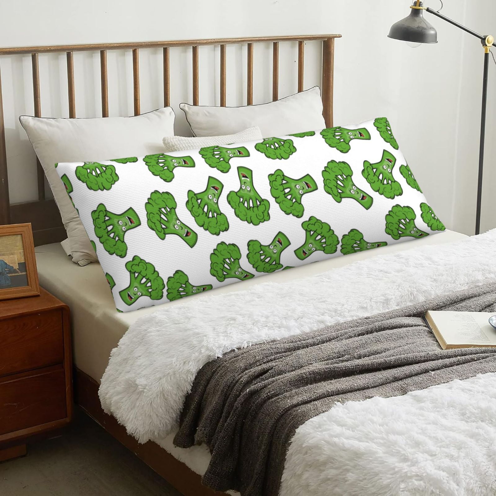 Body Pillow Cover smiling broccoli cute funny Super Soft Body Pillow