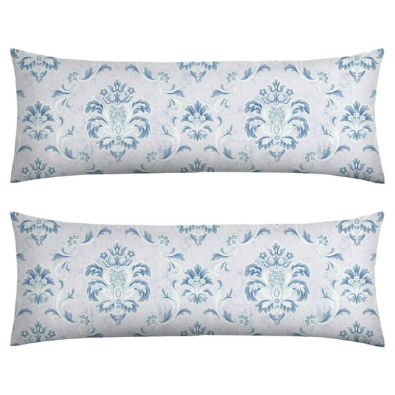 Body Pillow Cover with Zipper - Blue Grey Baroque Pillowcase - Decorative Bedding Pillow Case for Bed, Couch, 19.9"x54.8"