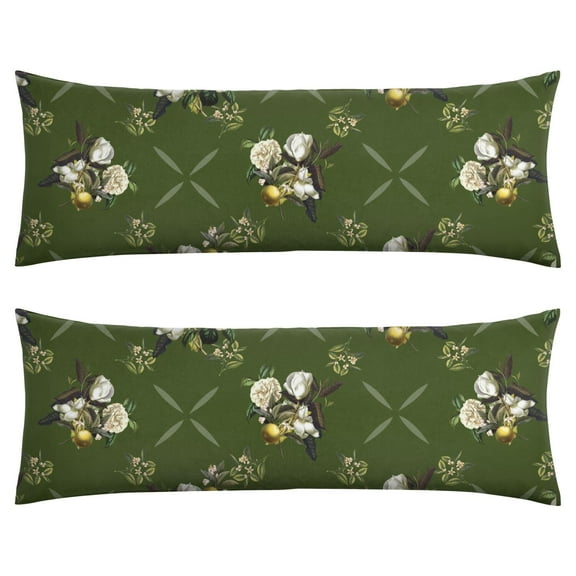 Body Pillow Cover with Zipper - Green Classical Floral Pillowcase - Decorative Bedding Pillow Case for Bed, Couch, 19.9"x54.8"