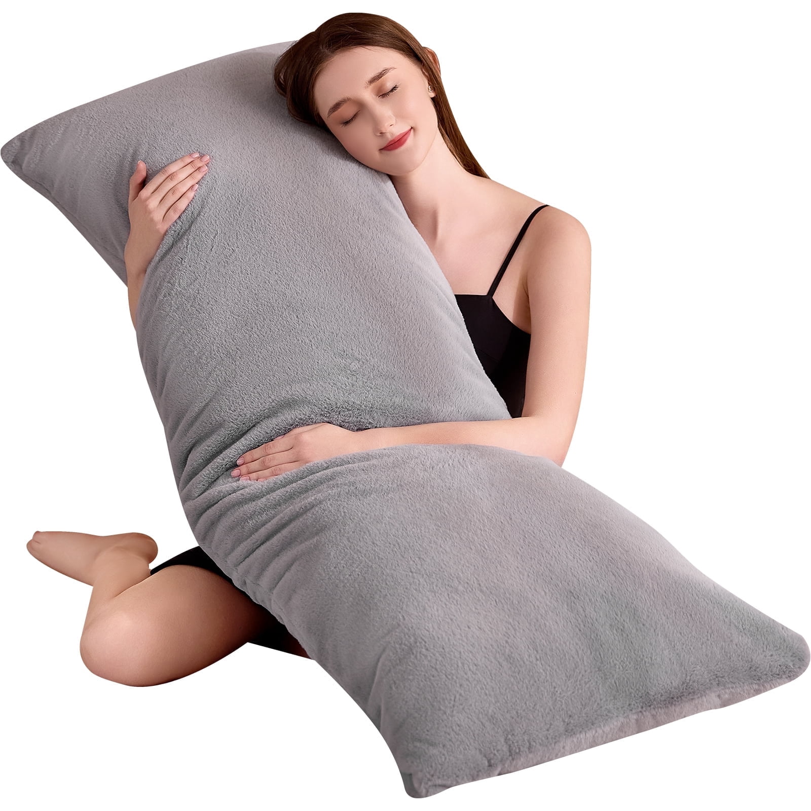 Body Pillow, Full Body Pillows for Adults, Long Pillow for Sleeping with Removable Cover and Adjustable Filling for Side Sleeper & Pregnancy,  Firm & Fluffy 20x54 inches (Gray)