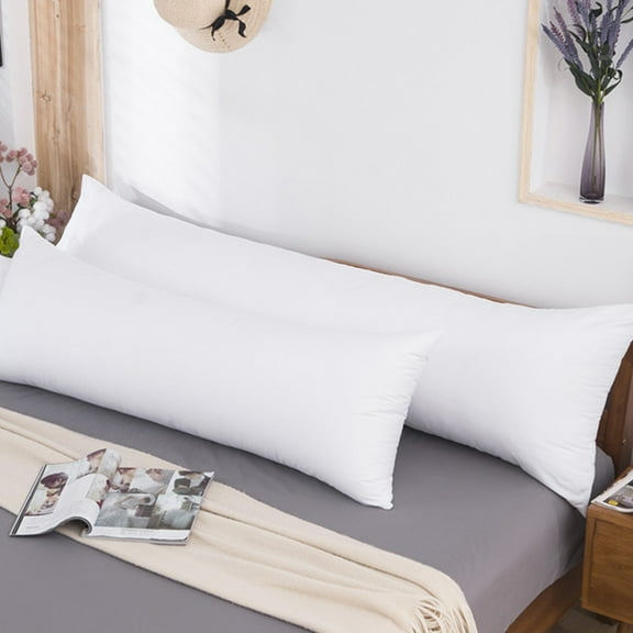 Body Pillow,Long Body Size Soft Satin Pillow,Skin-friendly Cooling Body Pillow for Sleep,Removable Pillow Core for Bedding Filled with Ultras Fine Fibers(White M 30*20in)from ANMUYUM