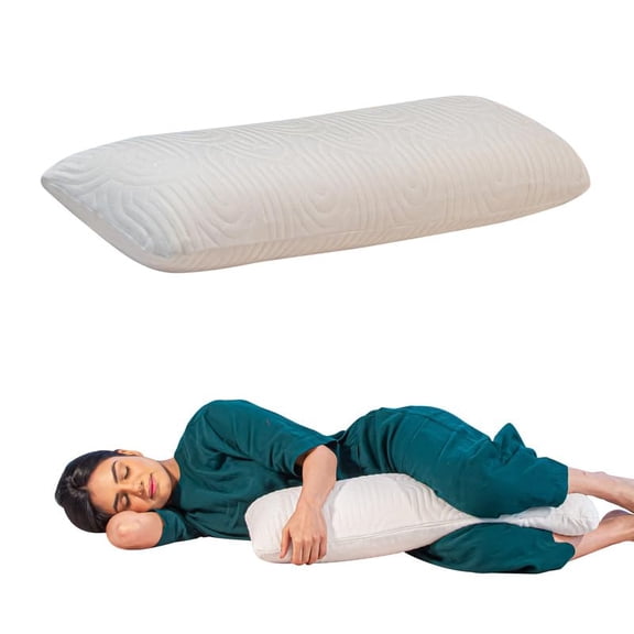 Body Pillow Memory Foam Sleeping Soft Bed Pillow, White Color - 10 W X 30 L Inch | For Side Sleeper, Zipper Cover, Eco Friendly, Adjustable Pillow, Removable Cover, Multipurpose Use