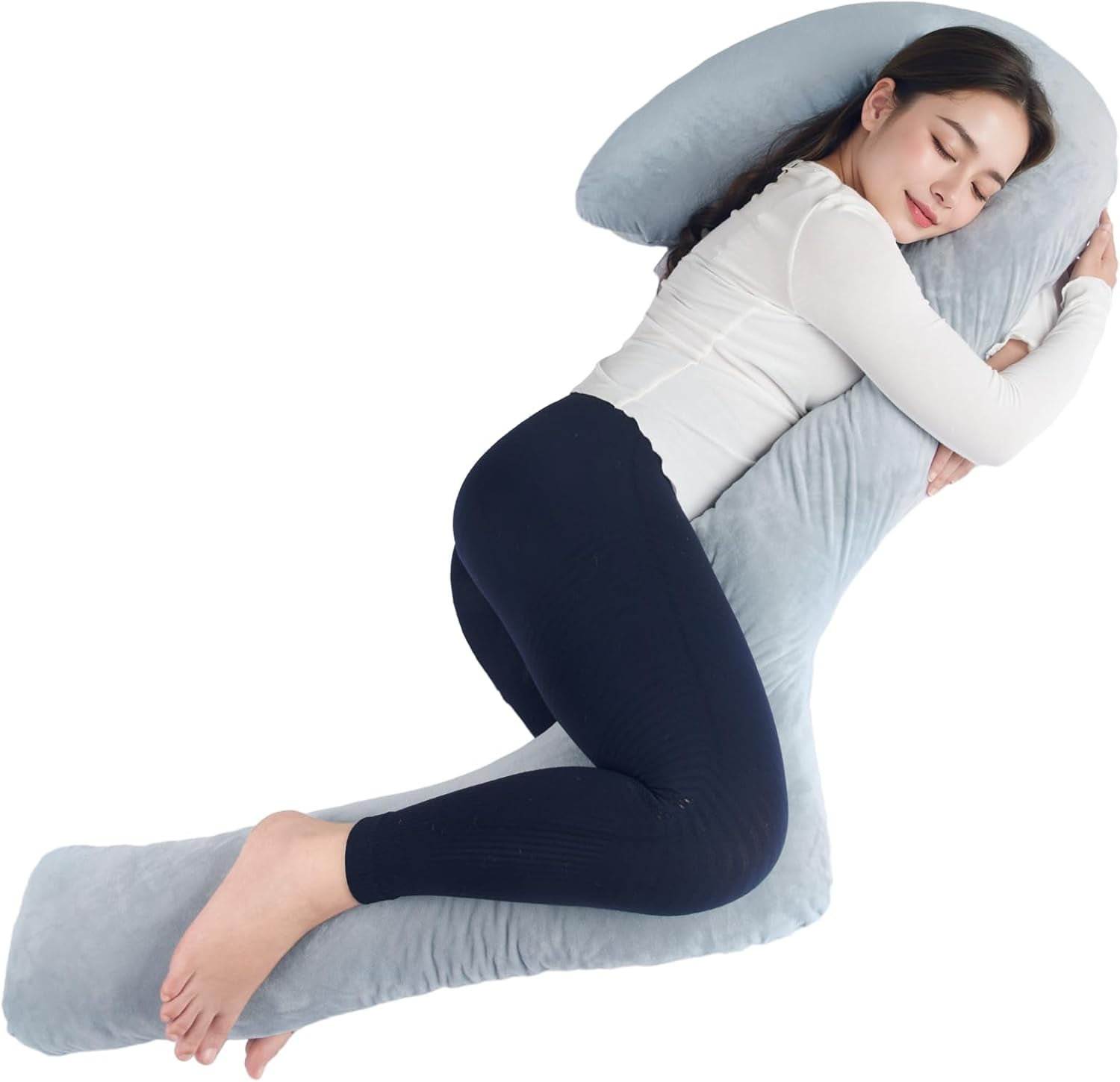 Body Pillow for Side Sleepers, 68 Inch Long Pillow Memory Foam Pillow with Cover, 3-Shaped Full Body Pillow Support Pregnancy - for Back, HIPS, Legs, Belly for Adults (Grey)