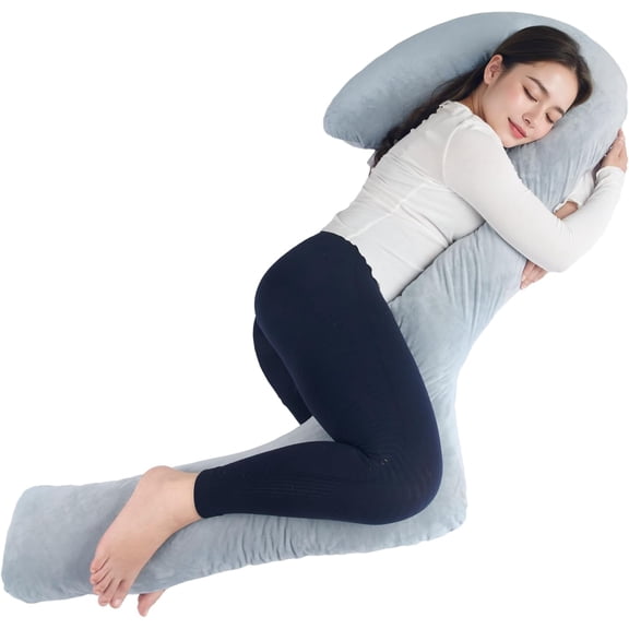 Body Pillow for Side Sleepers, 68 Inch Long Pillow Memory Foam Pillow with Cover, 3-Shaped Full Body Pillow Support Pregnancy - for Back, HIPS, Legs, Belly for Adults (Grey)