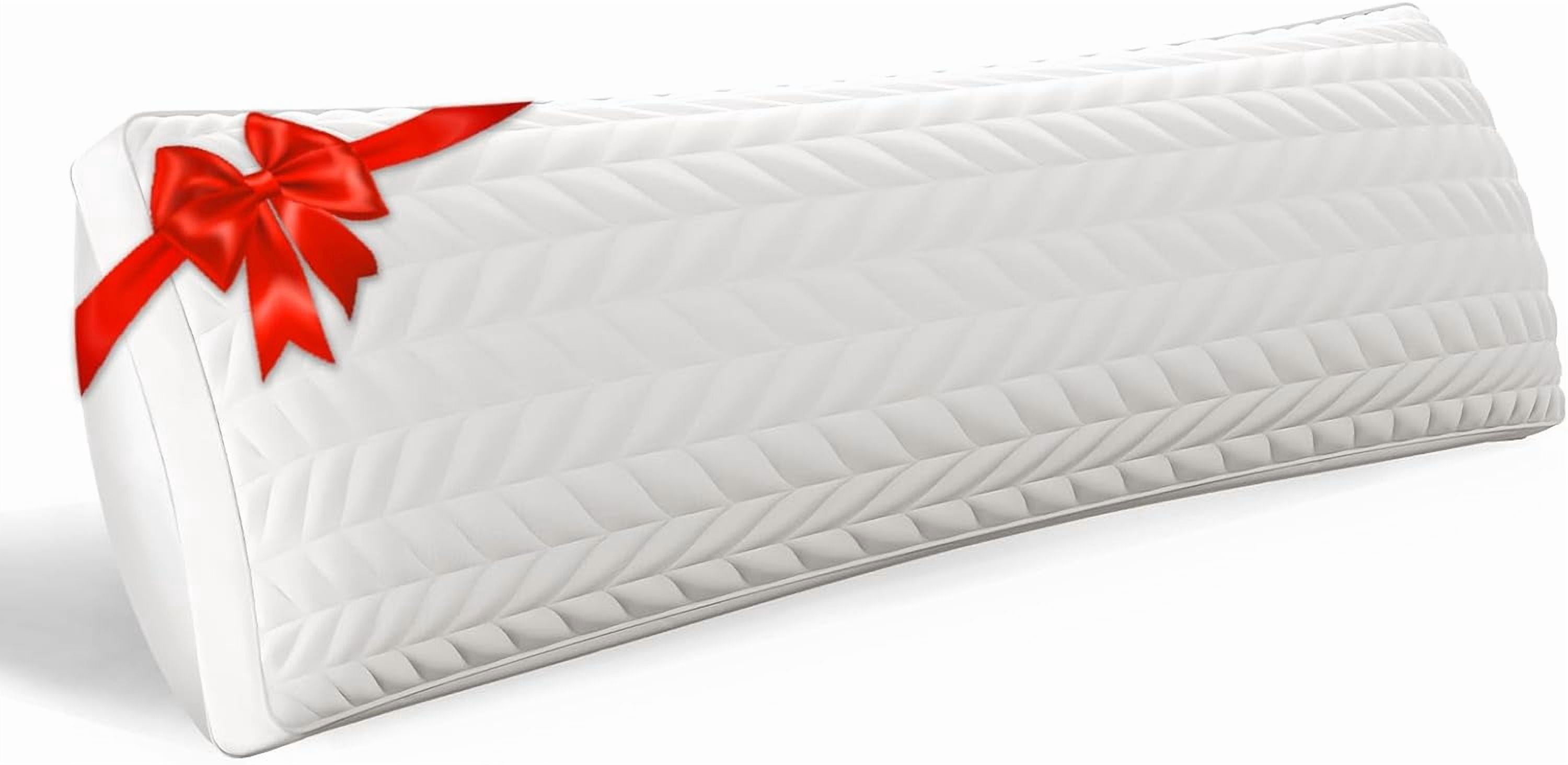 Body Pillow for Adults, Adjustable Loft Memory Foam Long Pillow, Firm Support Side Sleepers, Elegant Quilted Cover, 20x54 Inch, White