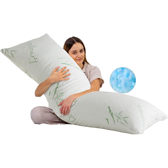 Body Pillow for Adults Shredded Memory Foam Long Full Sleeping with Breathable Cover Firm Hug Large Pillows Side/Back Sleepers 20x54