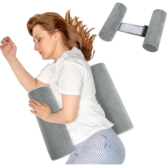 Body Pillow for Side Sleeper Back Sleeper, Roll Cylinder Pillow for Better Sleep Breathing (Grey, Standard Size)