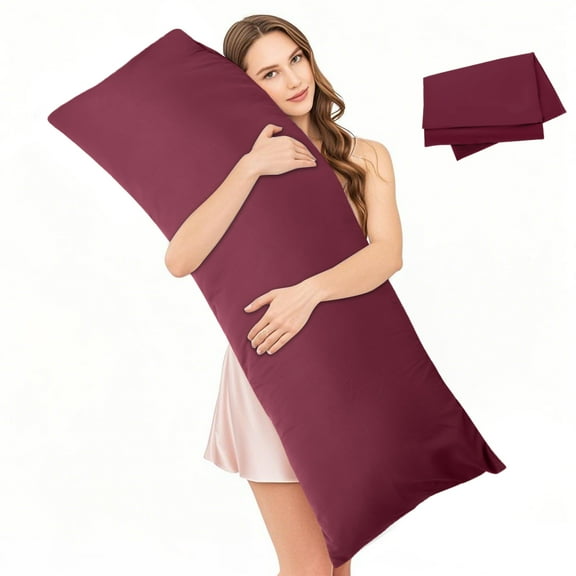 Body Pillow with Pillowcase, Soft Long Bed Pillow for Adults, Breathable Full Body Pillow Insert for Sleeping, 20x54inches, Red