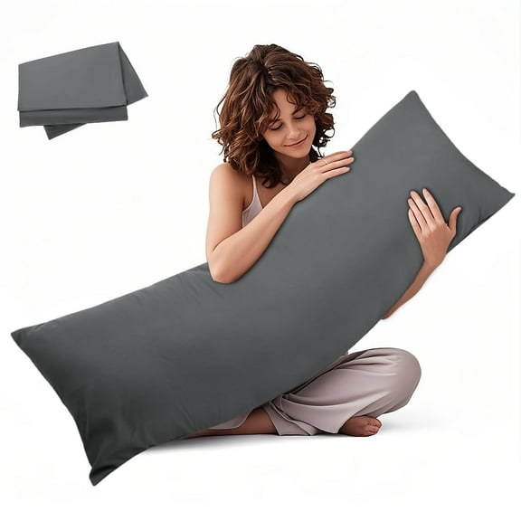 Large Body Pillow Insert with Pillowcase, Breathable Full Body Pillow for Side Sleeper, Soft Long Bed Pillow for Adults, 20 x 54 inch, Gray