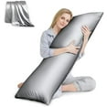 thumbnail image 1 of Body Pillow with Satin Pillowcase, Cooling Body Pillow for Adults, Removable Cover, Silver Grey (20"x54"), 1 of 8