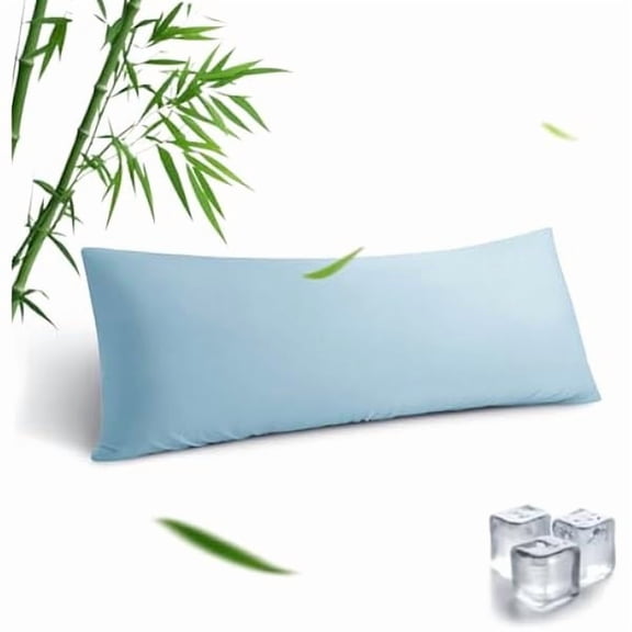 Body Pillowcase, Cooling Viscose from Bamboo Pillow Cover with Zipper Closure, Soft Moisture-Wicking for Hot Sleepers, Hair and Skin-Friendly, Aqua Blue, 1 Pack